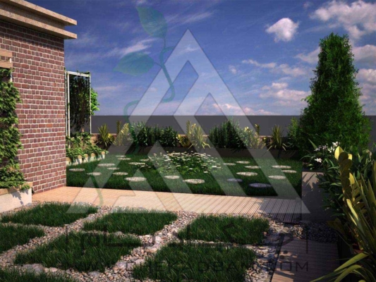 نمونه طراحی سه بعدی روف گاردن green roof 3d design