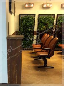 معماری داخلی سبز مطب طراحی دیوار سبز فضای داخلی پارتیشن های گیاه رونده سبز صندلی های انتظار